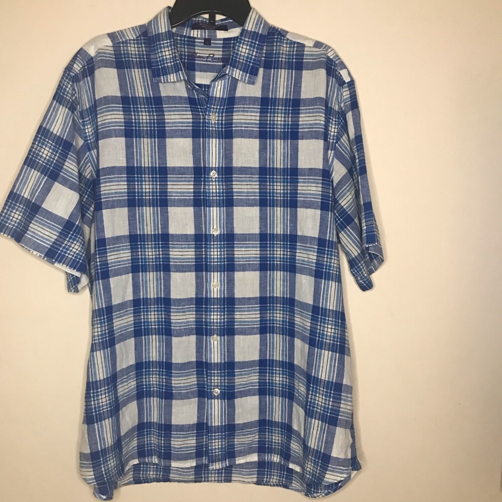 Alan Flusser button down short sleeve shirt XL